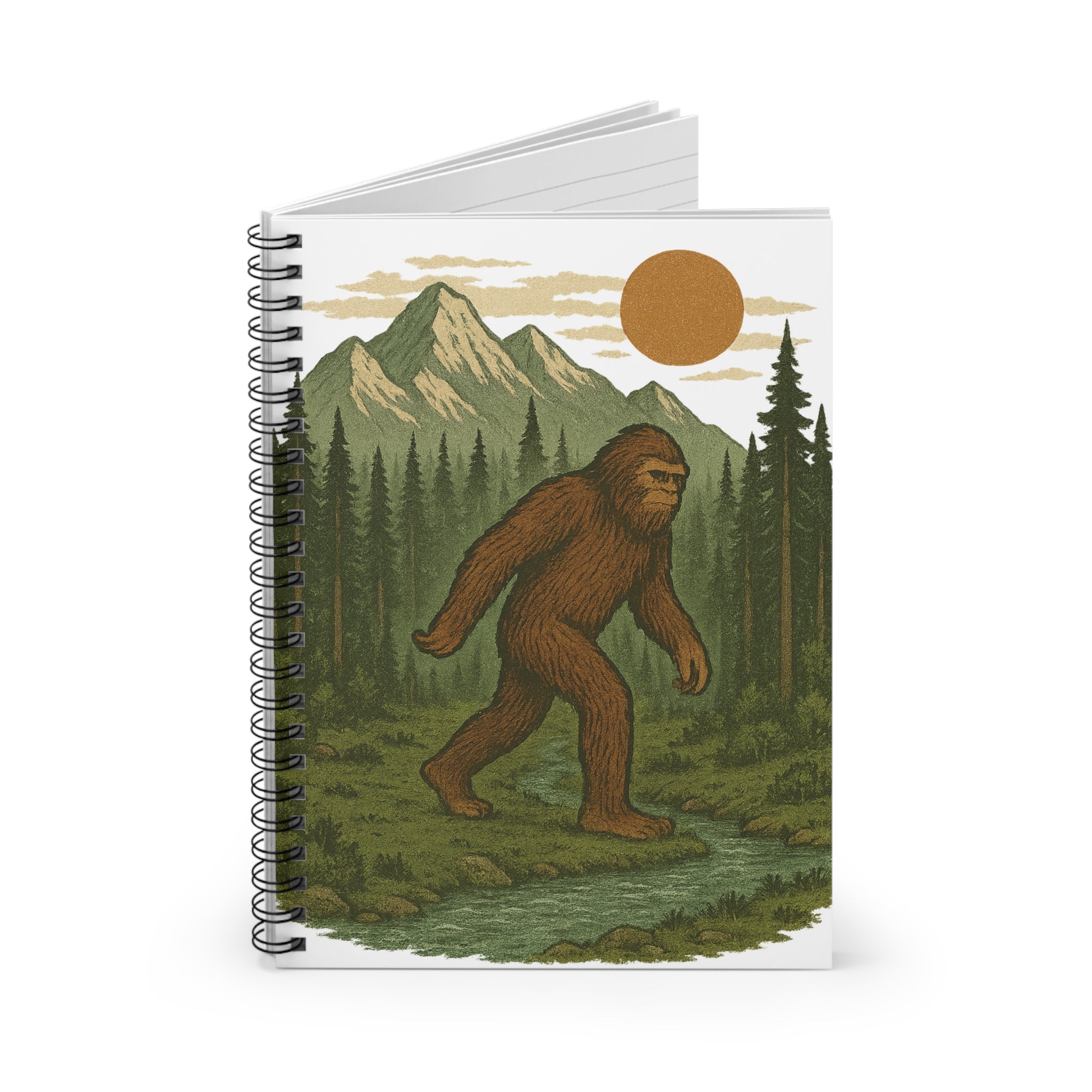 Bigfoot Adventure Spiral Notebook - Nature-Inspired Sketchbook, Travel Journal, Hiking Diary, Gift for Outdoor Lovers, Eco-Friendly Notepad