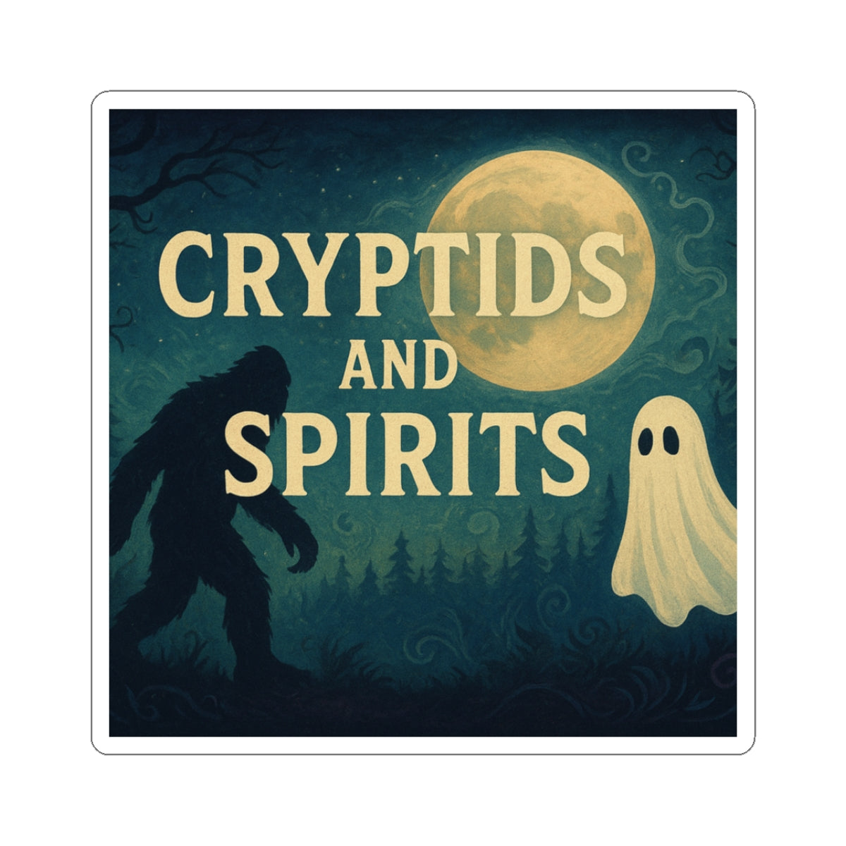 Cryptid & Spirit Kiss-Cut Stickers - Mysterious Vinyl Decals for Your Laptop, Journal, Gift for Halloween, Ghost Lovers, Creepy Decor